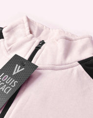 Louis Vicaci Fleece Zipper Tracksuit For Ladies Smoke Pink with Black & Red Stripe-BR1111