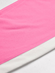 16Sixty Fleece Zipper Tracksuit For Men-Pink with White Panels-BR873