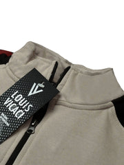 Louis Vicaci Fleece Zipper Tracksuit For Ladies-Dark Wheat with Black & Red Stripe-BR1112