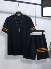 Louis Vicaci Summer Active Wear T Shirt & Lounge Short For Men-Dark Navy-BE3225/BR15673