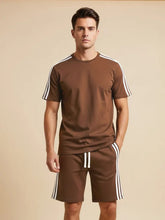 ADS Summer Fashion T-Shirt & Lounge Short Suit For Men-Brown-BE3264/BR15694