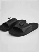 Men's Ribbon Pump Style Slides-Black-RT2085