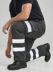 Grey Cargo Trouser For Men With Reflectors-BE3471