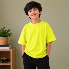 Kids Oversized Drop Shoulder T-Shirt – Neon Yellow hs12