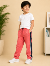Premium Boys Trouser-Dark Pink with Navy-T16