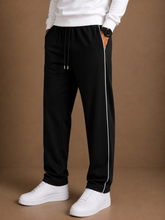 Stylish Regular Fit Both Season Trouser For Men Roesy Black with white stripes tr8
