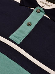 LV Summer Polo Shirt For Men-Aqua Green with Off White & Navy-SP1576/RT2377
