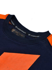 BTS Fleece Tracksuit For Kids-Dark Navy & Orange Panels-BR989
