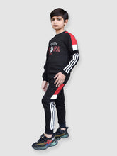 U.S Polo Assn Fleece Tracksuit For Kids-Black With Red-RT1180
