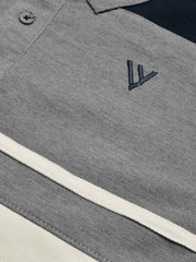 LV Summer Polo Shirt For Men-Off White with Grey & Navy-SP1587/RT2382