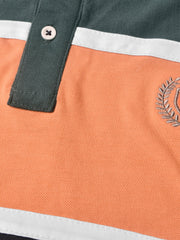 Louis Vicaci P.Q Long Sleeve Henley Shirt For Men-Dark Slate Grey with Orange Panel-SP1739