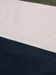 HB Crew Neck Long Sleeve Single Jersey Tee Shirt For Kids-Olive Melange with Off White & Navy-SP1714/RT2418