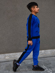 BTS Fleece Tracksuit For Kids-Dark Blue with Black-BE32/BR877