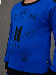 BTS Fleece Tracksuit For Kids-Dark Blue with Black-BE32/BR877