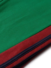 Louis Vicaci Fleece Zipper Tracksuit For Ladies-Green Melange with Black Stripe-BR266