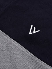 LV Summer Polo Shirt For Men-Navy with Grey Panel-BE775/BR13022