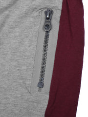 Next Slim Fit Jogger Trouser For Kids-Grey Melange with Dark Maroon & Dark Navy Panels-SP2631