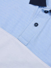 LV Summer Polo Shirt For Men-White with Sky Lining & Navy-BE809/BR13051