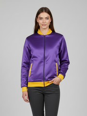 Louis Vicaci Zipper Fur Bomber Jacket For Women-Purple-THB002