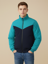 Payper Winter Zipper Mockneck Jacket For Men-Light Cyan & Dark Navy-PHPH38