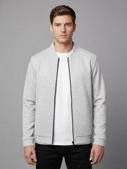 Louis Vicaci Zipper Thermal Bomber Jacket For Men-Grey Melange-TBH001