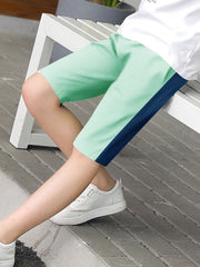 Next Single Jersey Short For Kids-Cyan Green With Dark Blue Stripes-RT2480