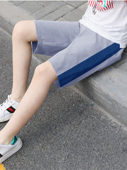 Next Single Jersey Short For Kids-Light Purple With Dark Blue Stripes-RT2478