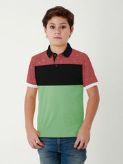 NXT Half Sleeve P.Q Polo Shirt For Kids-Pink with Black & Green-SP1683