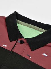 NXT Half Sleeve P.Q Polo Shirt For Kids-Pink with Black & Green-SP1683