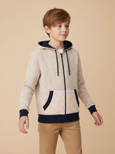 TH Quilted Zipper Hoodie For Kids-Light Peach With Navy-SP1206
