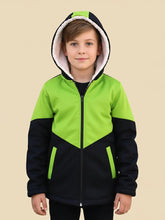 Mango Stylish Inner Fur Zipper Hoodie For Kids-Parrot & Navy-BE151/BR962