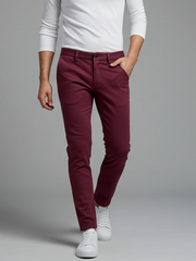 Louis Vicaci Interlock Stretchy Slim Fit Pent For Men-Magenta-BR455