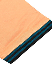 Champion Single Jersey Polo Shirt For Kids-Black with Peach & Dark Cyan Blue Panels-SP1687