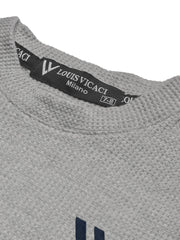 LV Crew Neck Long Sleeve Thermal Tee Shirt For Kids-Grey with Maroon & Dark Green-BE971/BR13218