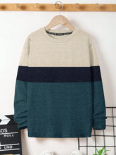 LV Crew Neck Long Sleeve Thermal Tee Shirt For Kids-Off White with Navy & Zinc-BE972/BR13219