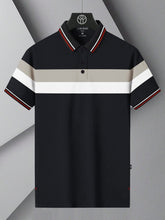 LV Summer Dry Fit Polo Shirt For Men-Black with Grey & White Panels-BE1346/BR13588