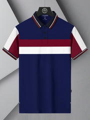 LV Summer Dry Fit Polo Shirt For Men-Dark Blue with Stripe-BE1665/BR13892