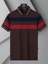 LV Summer Dry Fit Polo Shirt For Men-Dark Brown with Stripe-BE1648/BR13878