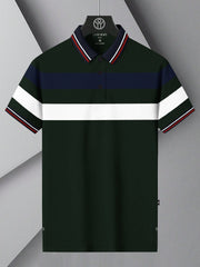 LV Summer Dry Fit Polo Shirt For Men-Dark Green with Stripe-BE1563/BR13779