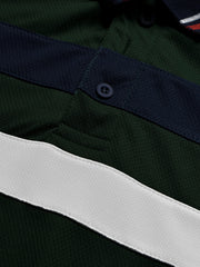 LV Summer Dry Fit Polo Shirt For Men-Dark Green with Stripe-BE1563/BR13779