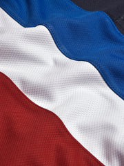 LV Summer Dry Fit Polo Shirt For Men-Dark Navy with Red & White, Blue Panels-BE1311/BR13556