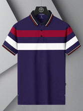 LV Summer Dry Fit Polo Shirt For Men-Dark Purple with Stripe-BE1587/BR13805