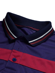 LV Summer Dry Fit Polo Shirt For Men-Dark Purple with Stripe-BE1587/BR13805