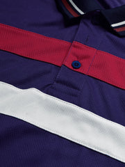LV Summer Dry Fit Polo Shirt For Men-Dark Purple with Stripe-BE1587/BR13805