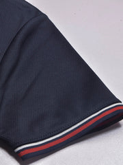 LV Summer Dry Fit Polo Shirt For Men-Navy with White & Camel Panels-BE1713/BR13918