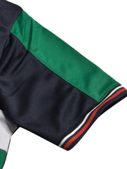 LV Summer Dry Fit Polo Shirt For Men-Navy with White & Green Panel-BE1394/BR13634