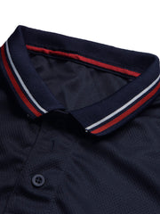 LV Summer Dry Fit Polo Shirt For Men-Navy with White & Light Taupe Panels-BE1717/BR13919