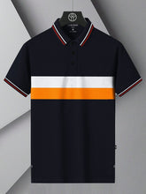 LV Summer Dry Fit Polo Shirt For Men-Navy with White & Orange Panels-BE1741/BR13922