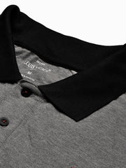 LV Summer Polo Shirt For Men-Grey Melange with Black-BE796/BE13038