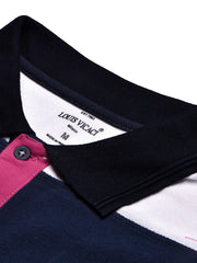 LV Summer Polo Shirt For Men-Magenta with Navy & White Panel-BE874/BR13112